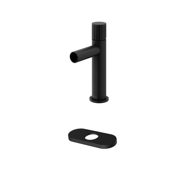 Ashford Single-Hole Bathroom Faucet and 5.5 in. Deck Plate in Matte Black (2-Piece Set)