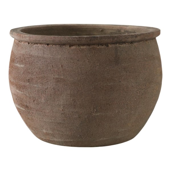 Brown Terracotta Traditional Rounded Decorative Planter (13 in. W x 9 in. H)