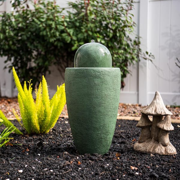 XBRAND 25.98 in. H Round Modern Waterfall Stone Textured