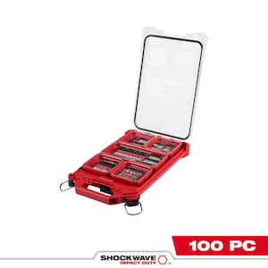 SHOCKWAVE Impact Duty Alloy Steel Screw Driver Bit Set with PACKOUT Case (100-Piece)