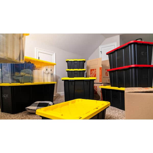 HDX 40 Gal. Tough Storage Tote in Black with Yellow Lid 999-40G