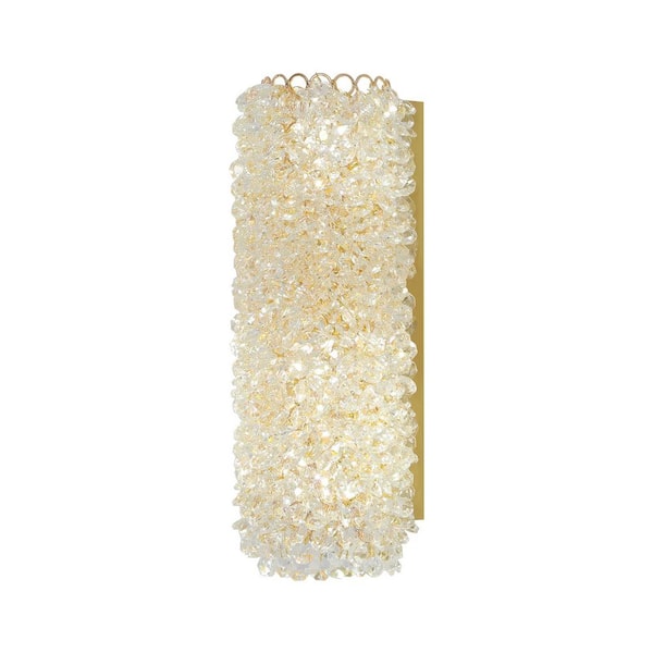 OUKANING 4.72 in. 4-Light Gold Modern Beaded Crystal Wall Light Wall Sconce with Clear Glass Shade, No Bulbs Included