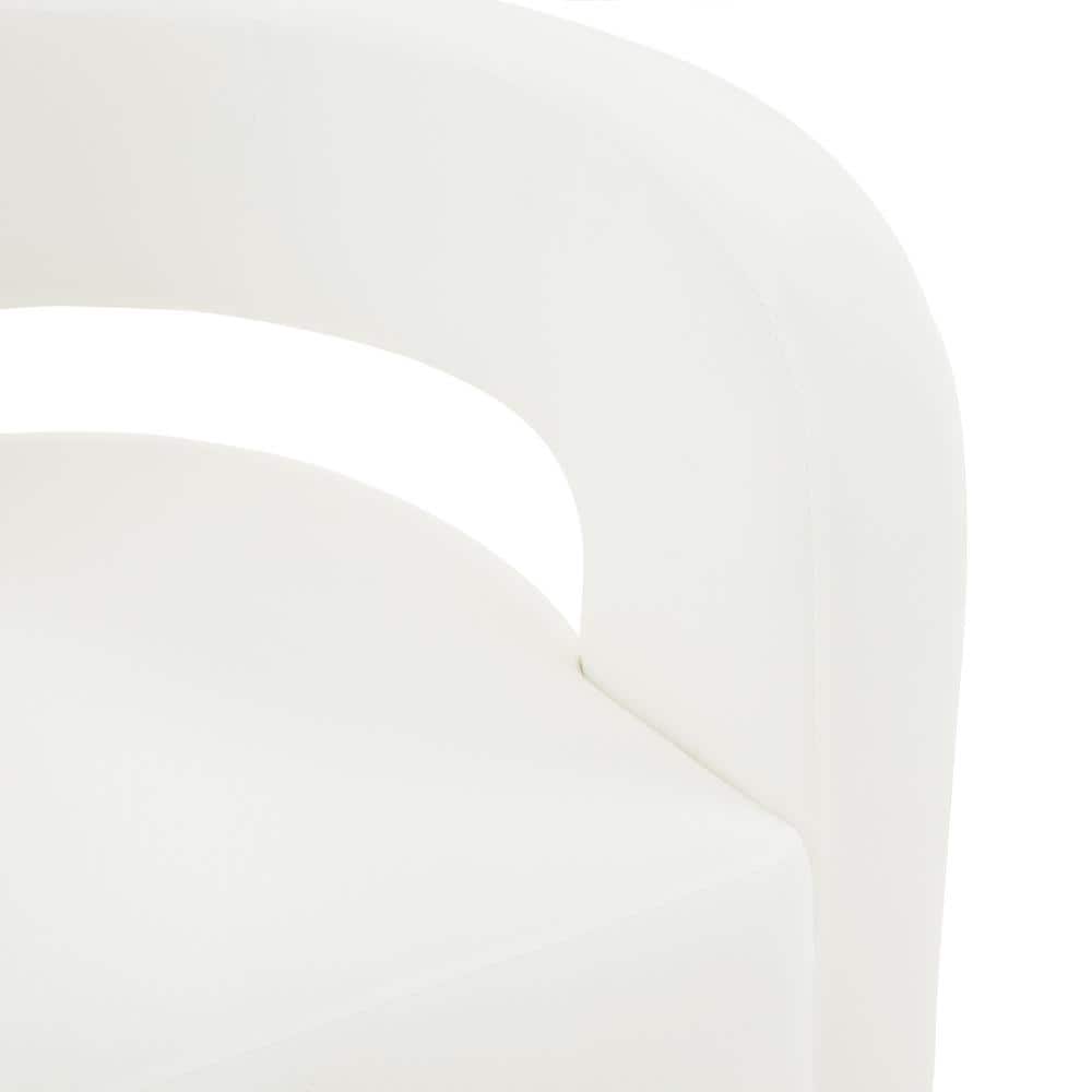 Modern White Linen Barrel Back Accent Chair