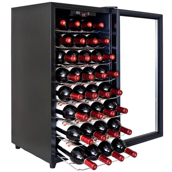 AKDY 32-Bottle Single Zone Thermoelectric Wine Cooler in Black