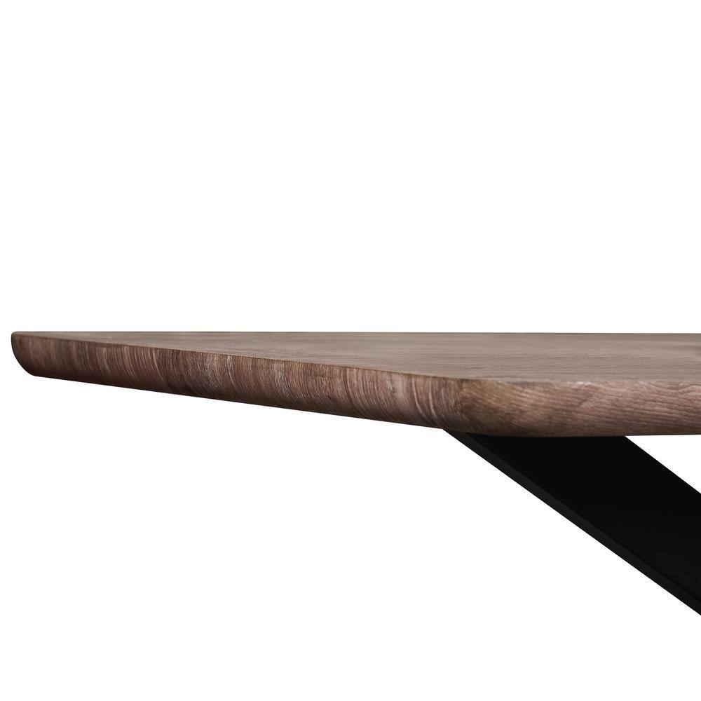 Rustic Reclaimed Wood 63" Dining Table with Geometric Metal Base