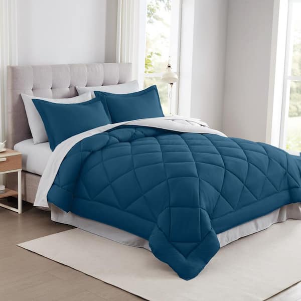 MODERN THREADS Bed In a Bag 7-Piece Navy Microfiber Comforter Set, King