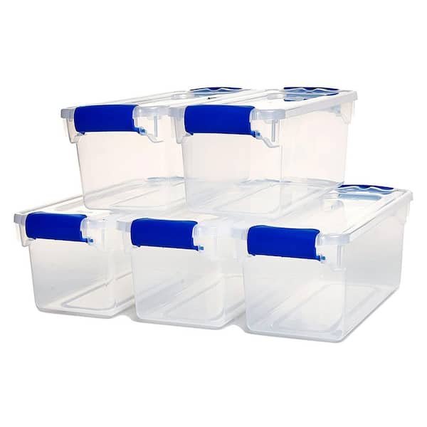 Homz Snaplock 6 qt Stackable Plastic Storage Container & Lid, Blue(10 Pack)