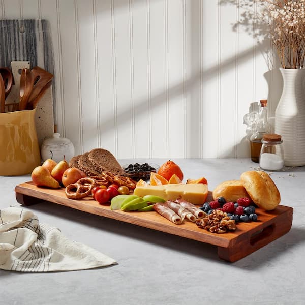 Eco-Resin Accented Cheese Board Charcuterie Tray, Medium - Black