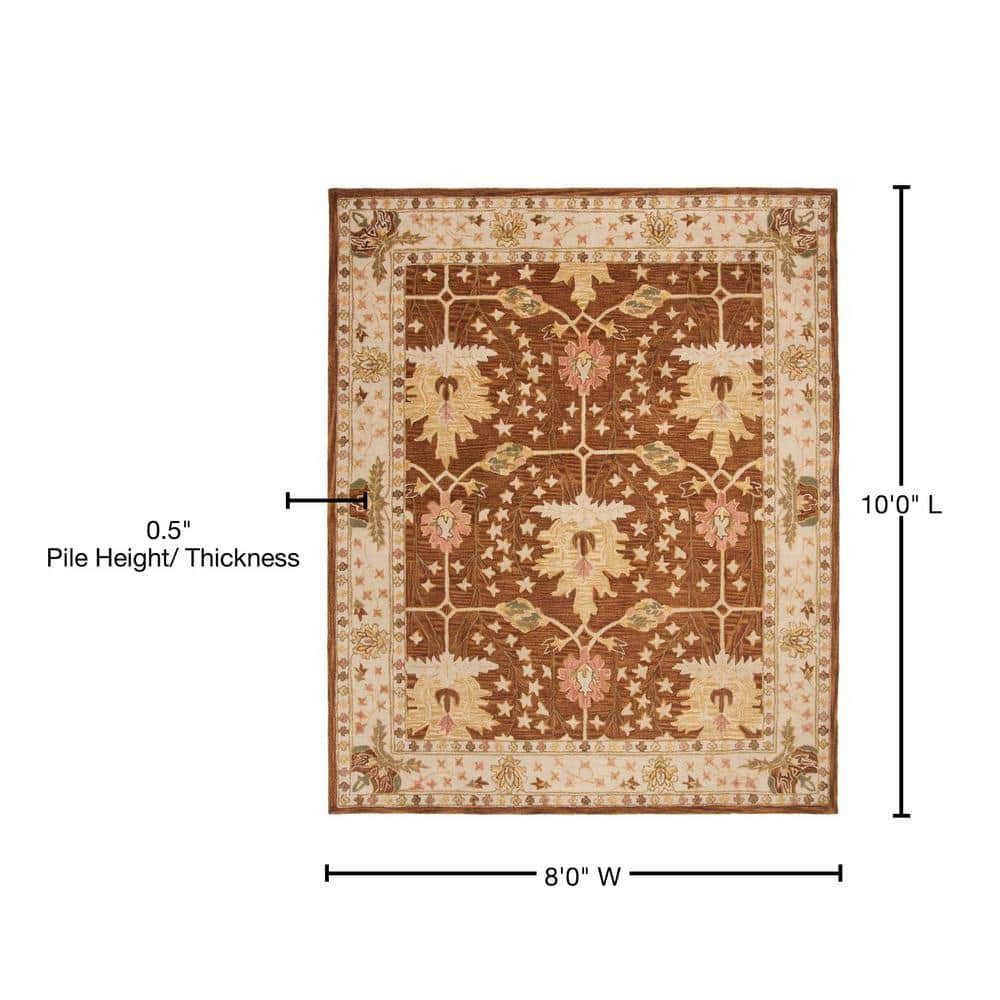 Anatolia Brown and Beige 8' x 10' Hand Tufted Wool Area Rug