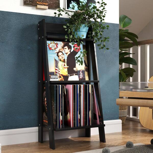Jela-USA Jela Solid Wood Split 3-Shelf Ladder Bookcase H 36.3 in