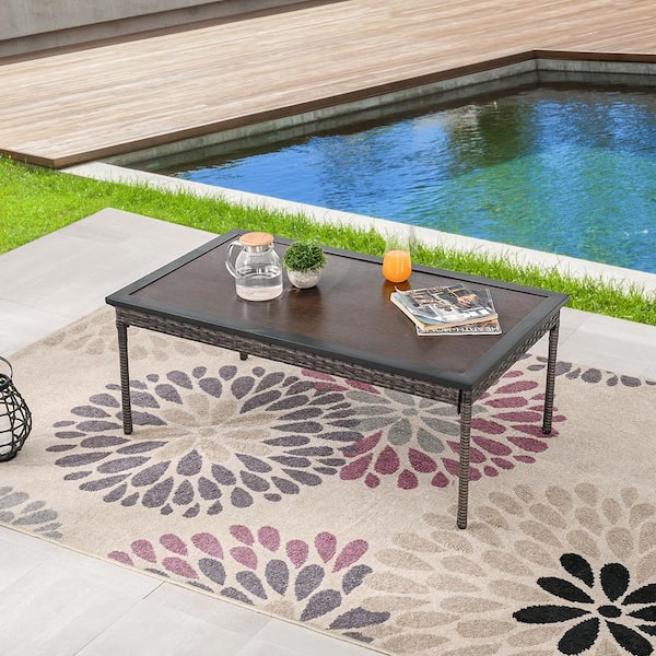 TOP HOME SPACE Rectangle Metal Outdoor Coffee Table