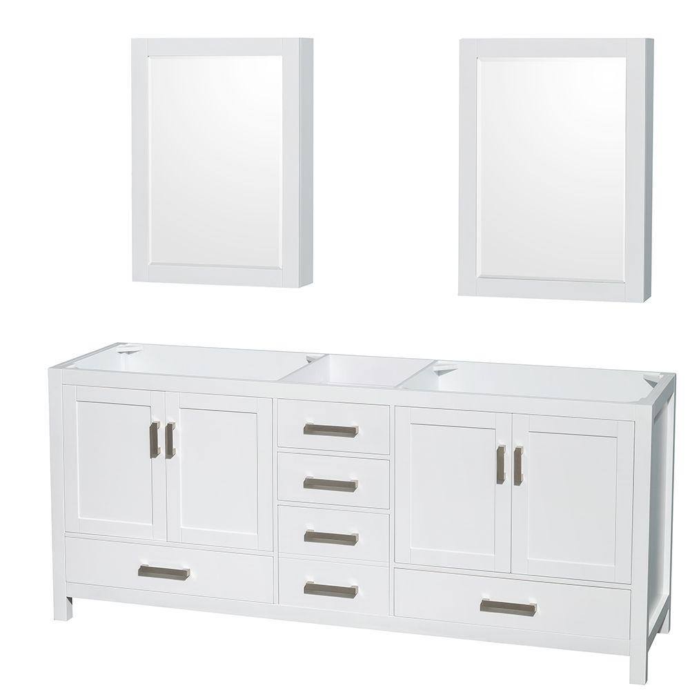 Sheffield 80'' White Double Bathroom Vanity with Marble Top