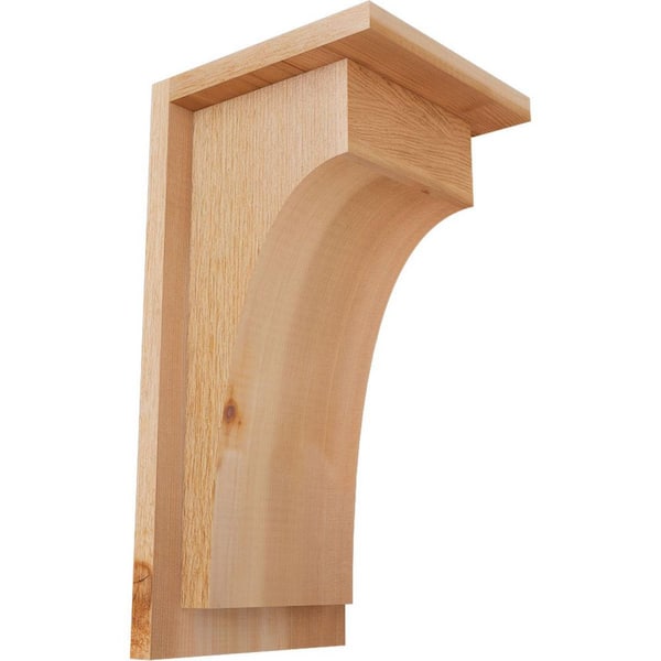 Ekena Millwork 8 in. x 8 in. x 16 in. Western Red Cedar Huntington Rough Sawn Corbel with Backplate