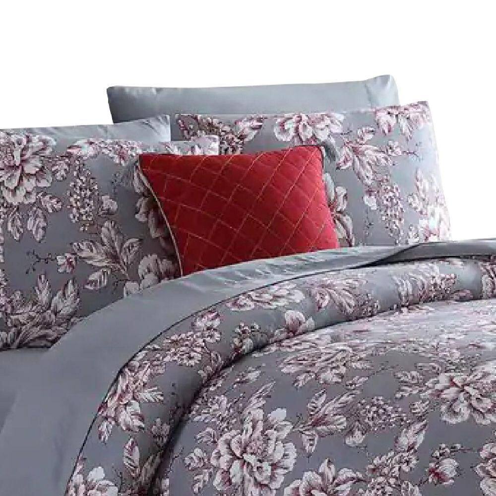 Benjara Tyler 8- Piece Gray Floral Print Microfiber Queen Bed Comforter Set Benjara Tyler 8- Piece Gray Floral Print Microfiber Queen Bed Comforter Set - 2