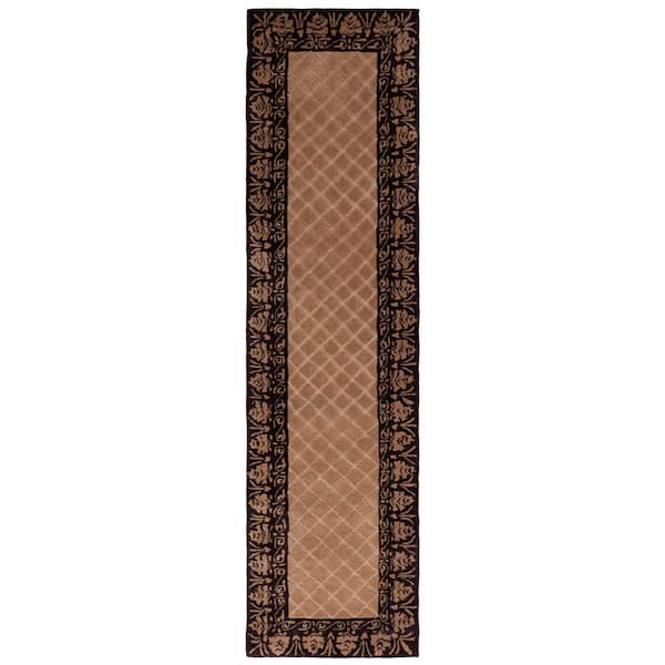 Total Performance 2 ft. x 9 ft. Ivory/Chocolate Diamond Border Runner Rug