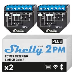 Plus 2PM UL, WiFi and Bluetooth 2 Channels Smart Relay Switch with Power Metering, Roller Shutters Remote Control