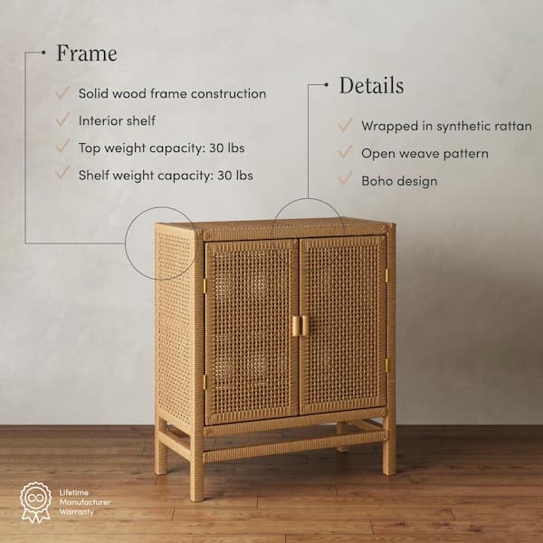 Nathan James Tanner Boho Bamboo Rattan 37 in. TV Stand or Accent