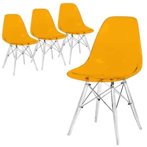 Dover Transparent Orange Side Chair Set of 4