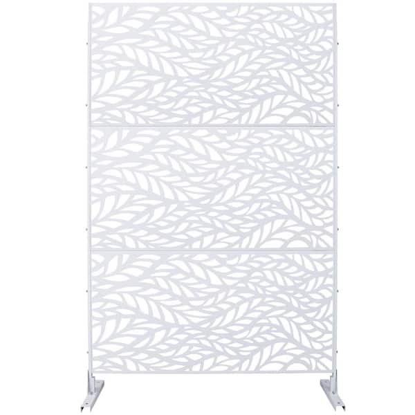 Tidoin 6.3 ft. x 4 ft. White Steel Freestanding Flat Flat Top Decorative Privacy Screen Metal Fence Panel