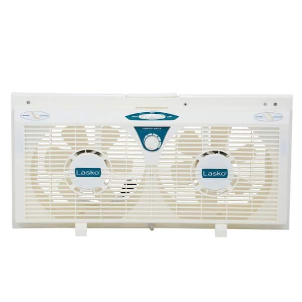 Lasko 8 in. Electrically Reversible Twin Window Fan with Thermostat