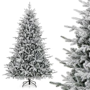 7 ft. Multi Prelit LED Flocked Full Clastic Artificial Christmas Tree with 350 Multi-Function Cool Multi-Color Lights