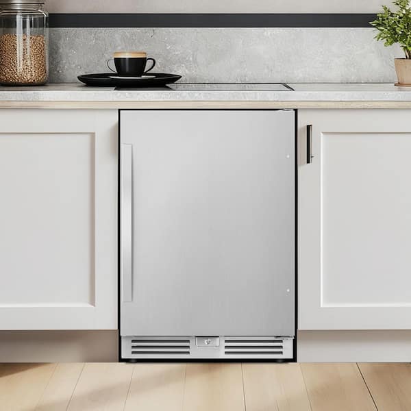 23.4 in. 230-Cans 4.9 cu. ft. Built-in Beverage Refrigerator Reversible Hinge Removable Tempered Glass Shelves in Silver