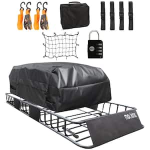 250 lbs. Capacity Roof Rack Rooftop Cargo Carrier with Cargo Bag, Bungee Net, and Ratchet Straps