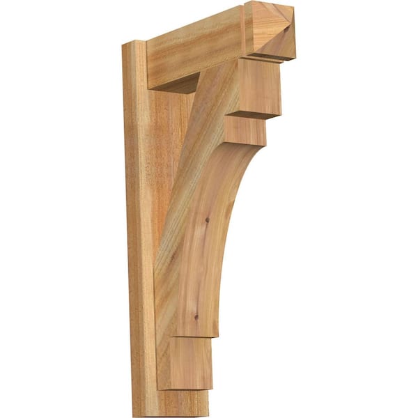 Ekena Millwork 6 in. x 30 in. x 18 in. Western Red Cedar Merced Arts and Crafts Rough Sawn Outlooker