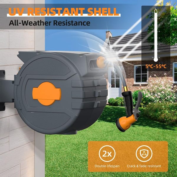 MOEPISY Retractable Garden Hose Reel 1/2 in. x 82 ft. Automatic