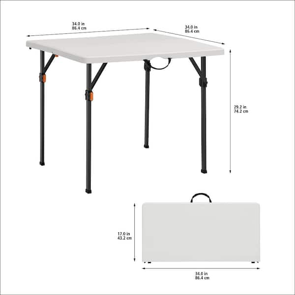 HDX 34 in. White & Grey Indoor/Outdoor Folding Square Card Table