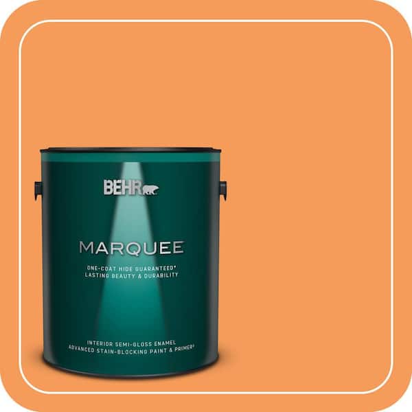 BEHR MARQUEE 1 gal. #260B-6 Blaze Orange Semi-Gloss Enamel Interior Paint & Primer