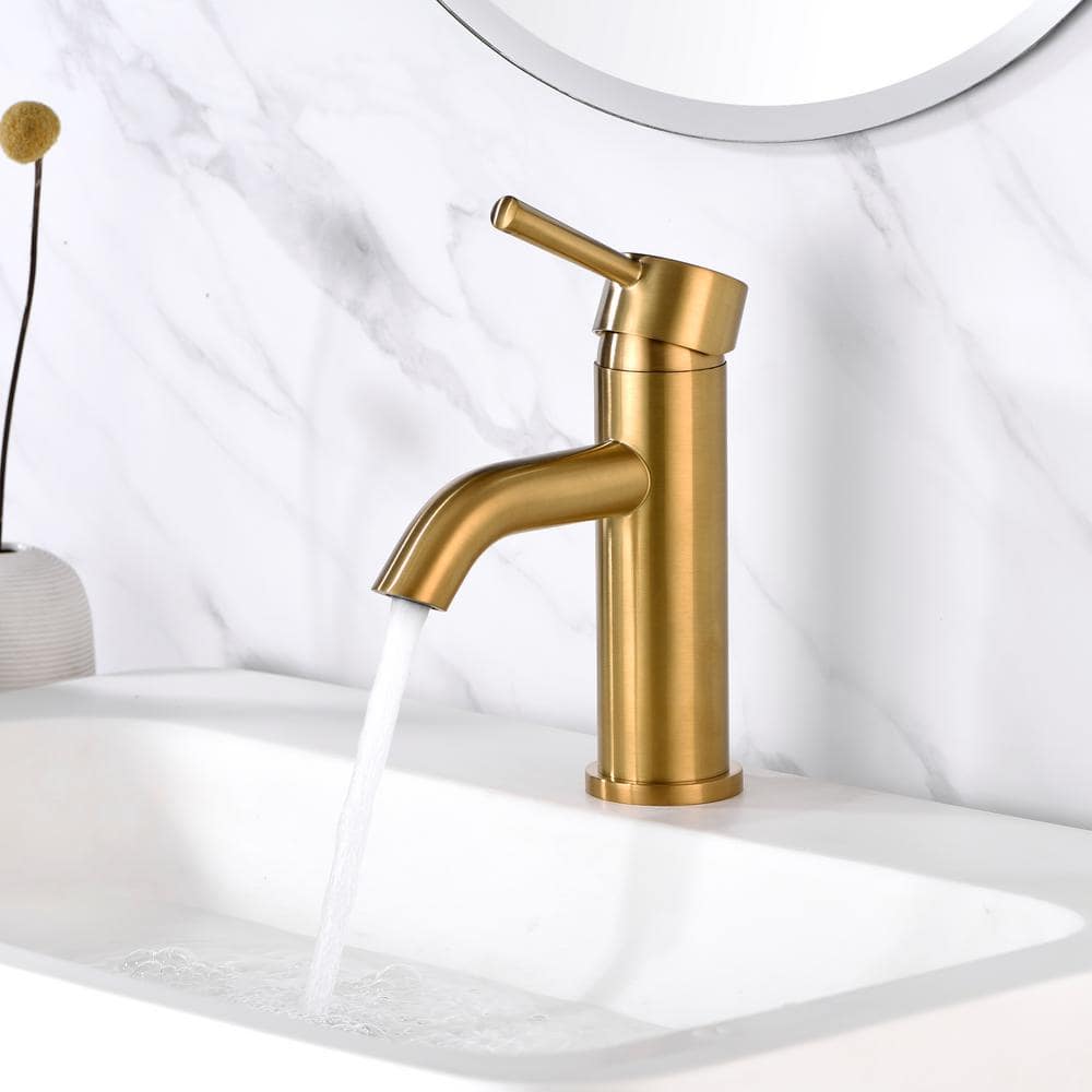 Brushed Gold Single Handle Bathroom Faucet with Pop-Up Drain