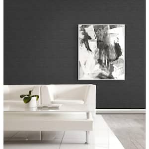 Grasscloth Effect Black Paper Non-Pasted Strippable Wallpaper Roll (Cover 60.75 sq. ft.)