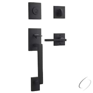 La Jolla Single Cylinder Door Handleset Square Right-Handed Handle Contemp Square Rose Satin Black