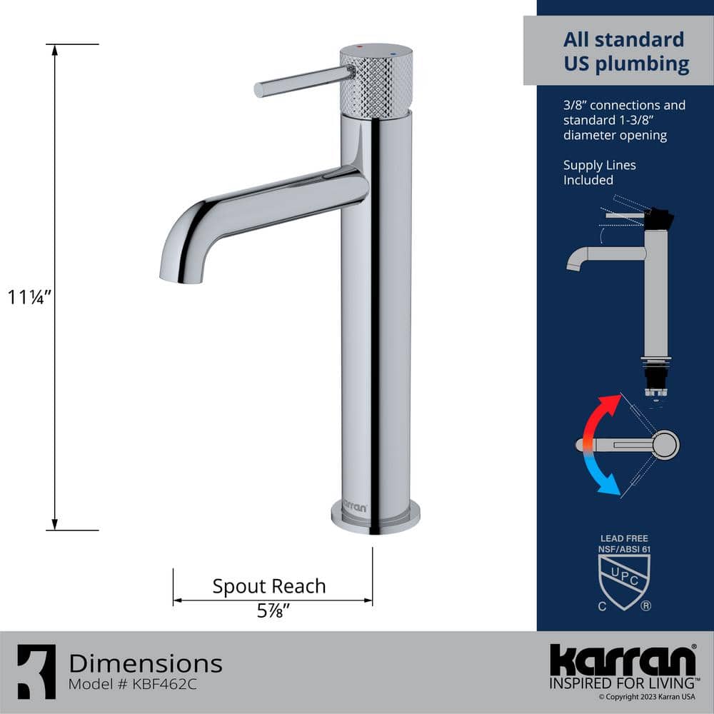 Tryst Chrome Single-Handle Vessel Bathroom Faucet with Drain Assembly