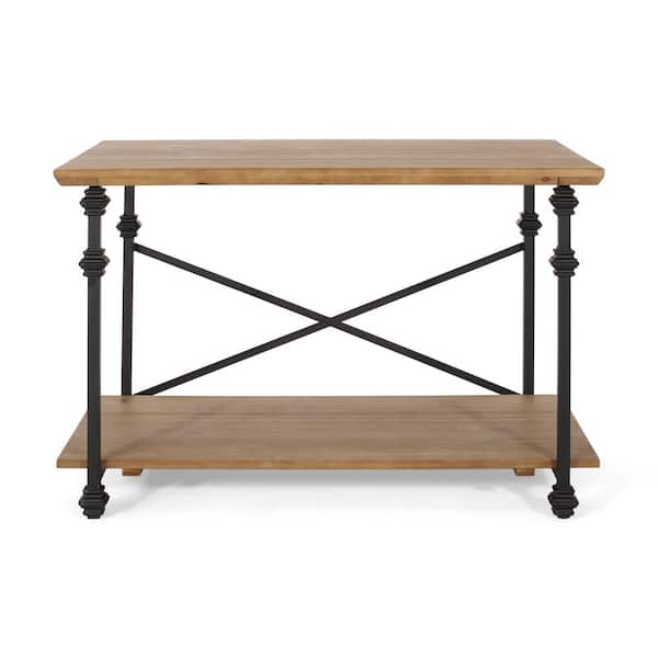 Noble House Moser 35.5 in. Antique Brown and Black Wood Rectangular Coffee Table