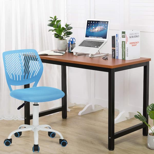 Homy Casa Carnation Blue Middle Back Mesh Seat Swivel Task Chair with Adjustable Height