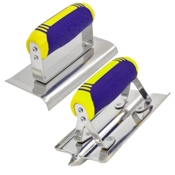 6 in. x 3 in. 1/2 in. R Concrete Hand Edger 6" x 3" 1/2" W, 1/2" D Hand Groover Tools for Plaster Stucco Cement (2-Pack)