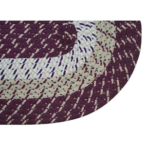 Country Stripe Braid Collection Burgundy Stripe 42" x 66" Oval 100% Polypropylene Reversible Area Rug