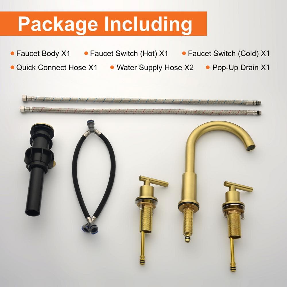 Brushed Gold 8 in. Widespread Double-Handle Bathroom Faucet