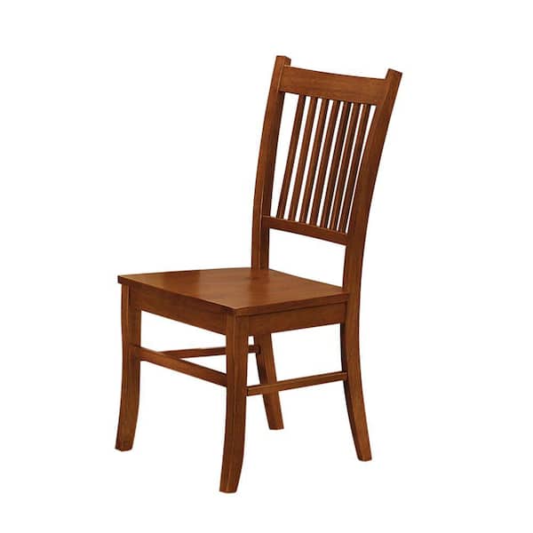 Benjara Slat Back Brown Mission Style Wooden Side Chair ( Set of 2 )