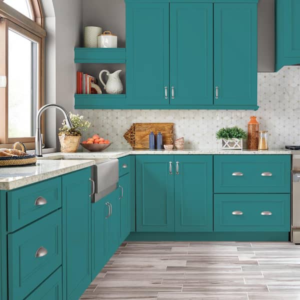 1 gal. #M460-6 Thai Teal Satin Enamel Interior/Exterior Cabinet, Door & Trim Paint