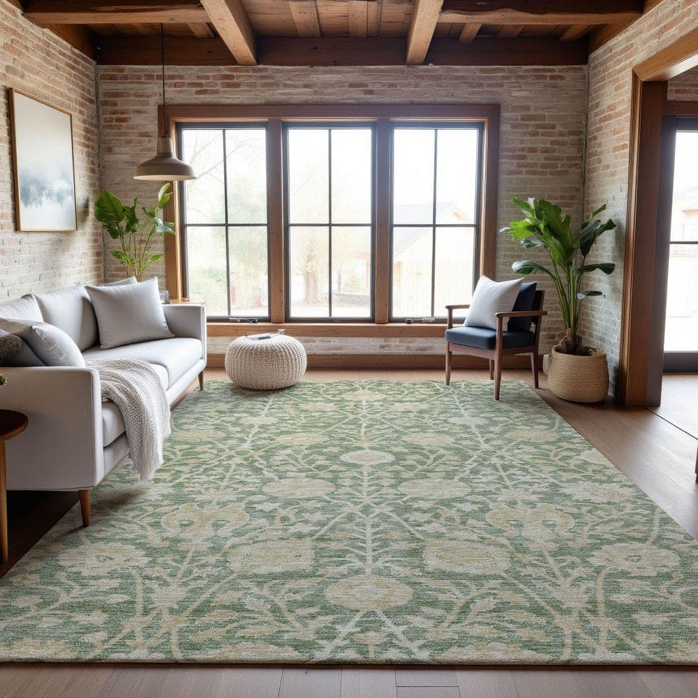 Mayfield Premium Machine Washable Abstract AMF1086 Aloe 9 ft. x 12 ft. Area Rug price history on PriceWatchPro