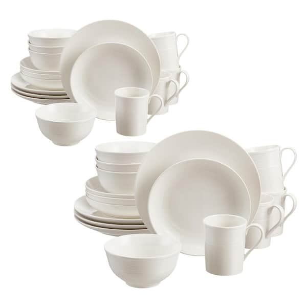 Home Decorators Collection Kempton 32-Piece White Stoneware Dinnerware Set (Service for 8)