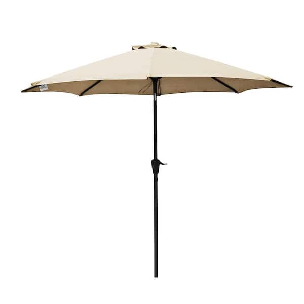 SUNRINX 9 ft. Aluminum Market Crank and Tilt Patio Umbrella in Beige