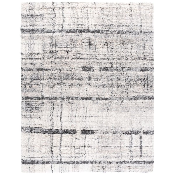 Fontana Shag 11 ft. x 15 ft. Ivory/Gray Abstract Area Rug