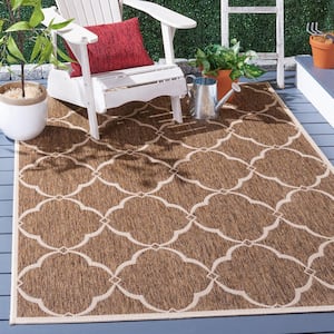 Beach House Beige/Cream Doormat 2 ft. x 4 ft. Trellis Geometric Indoor/Outdoor Area Rug