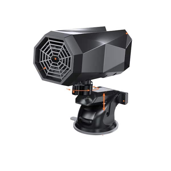 12V 150W Electric Car Heater, 2-in-1 Heating/Cooling, 360° Rotatable with Suction Holder, Defogger for Cars, Black