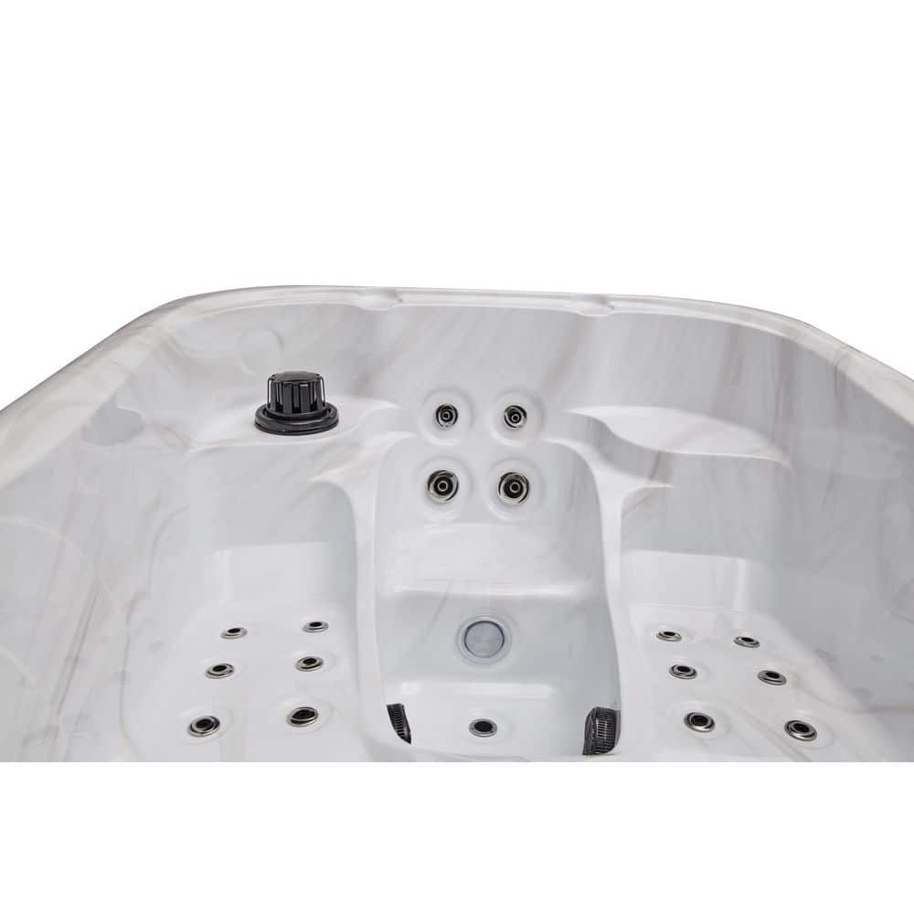 Gray Acrylic 3-Person Rectangle Hot Tub with LED Lighting