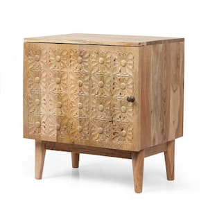Lotus Natural Nightstand with Storage Space 24 in. x 22 in. x 16 in.